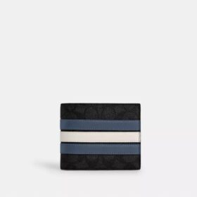 3-i-1-plånbok i Signature Canvas med Varsity Stripe