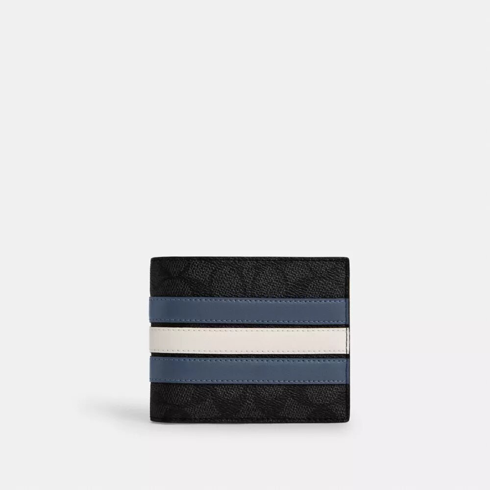 3-i-1-plånbok i Signature Canvas med Varsity Stripe