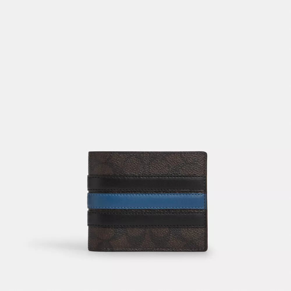 3-i-1-plånbok i Signature Canvas med Varsity Stripe