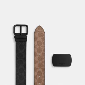 Boxat skärp med rullspänne, kan klippas till önskad längd och är vändbart, 38 mm