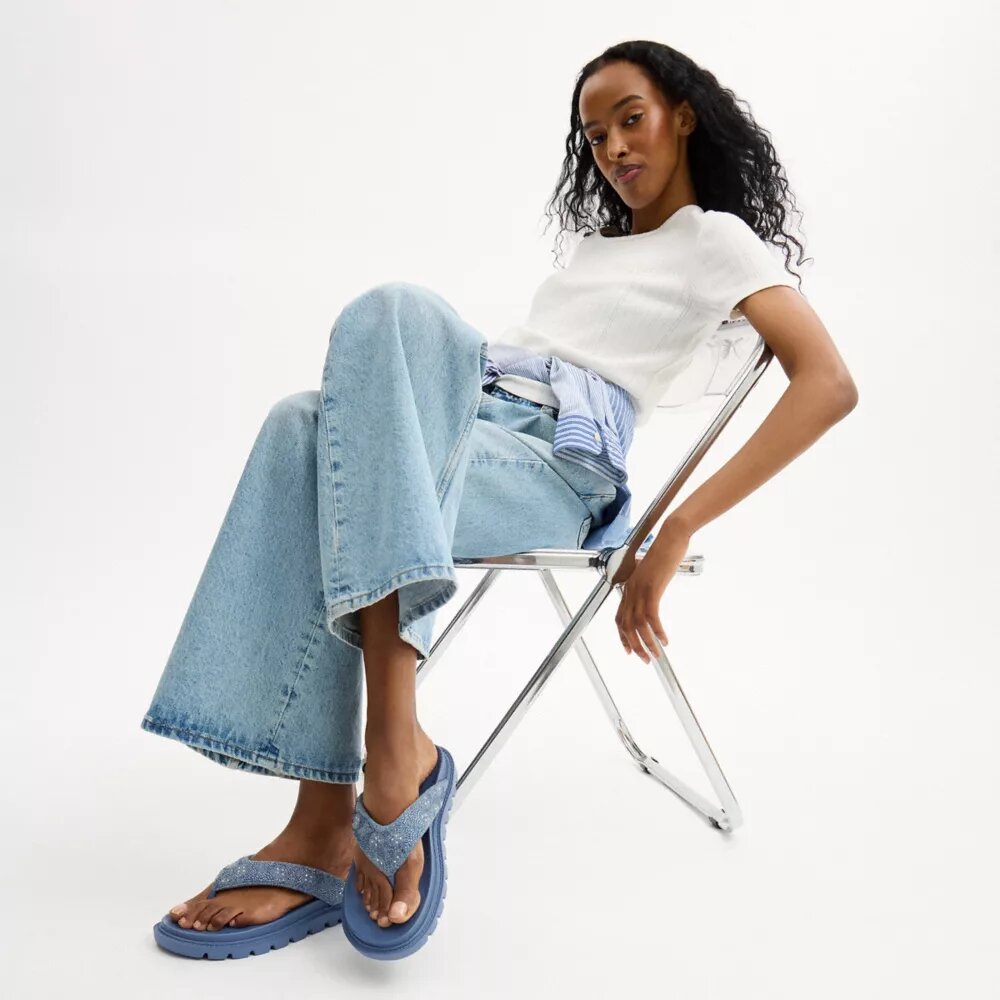Brynn-sandaler i Crystal Signature Denim
