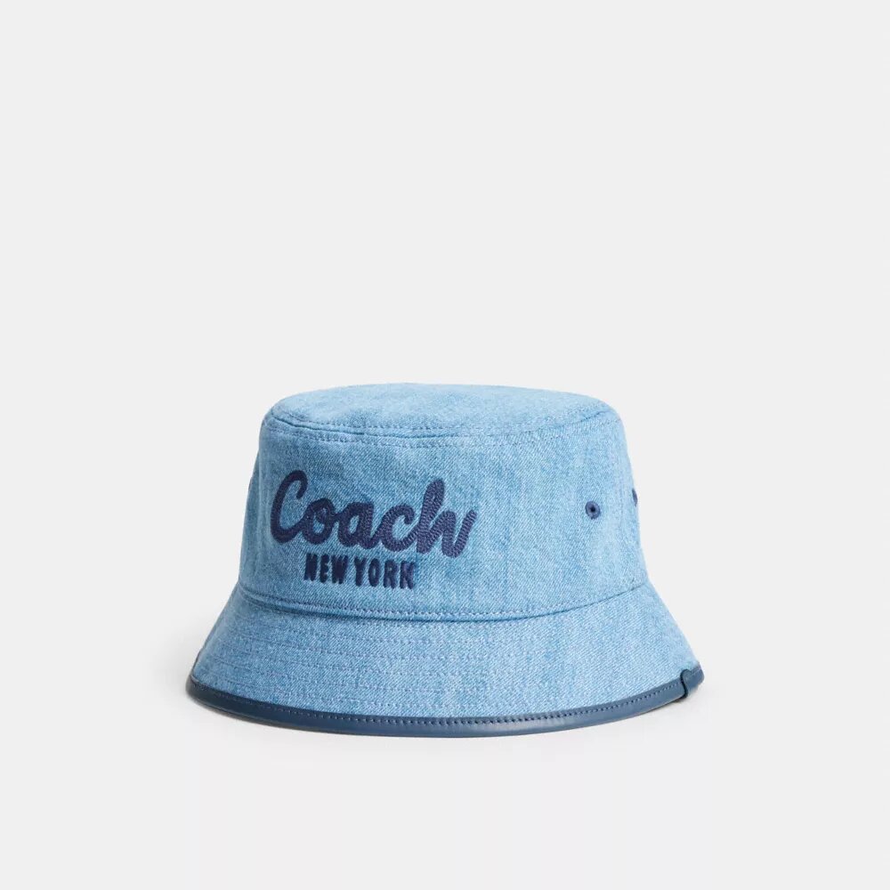 Buckethat i denim med broderad Coach-logotyp