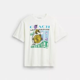 Collage Train T-shirt i avslappnad passform av ekologisk bomull