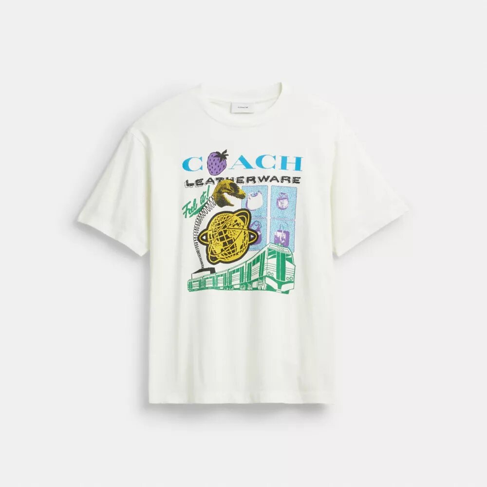 Collage Train T-shirt i avslappnad passform av ekologisk bomull