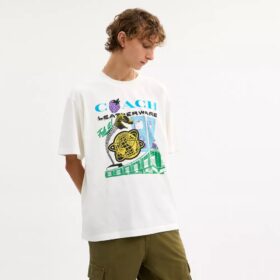 Collage Train T-shirt i avslappnad passform av ekologisk bomull