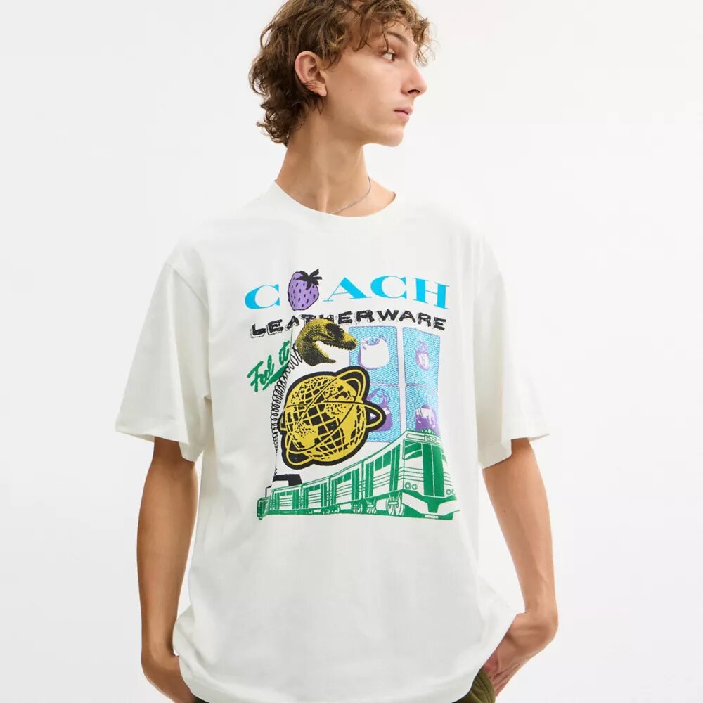 Collage Train T-shirt i avslappnad passform av ekologisk bomull