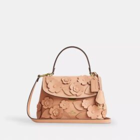 Emory-väska med handtag och blommig applikation