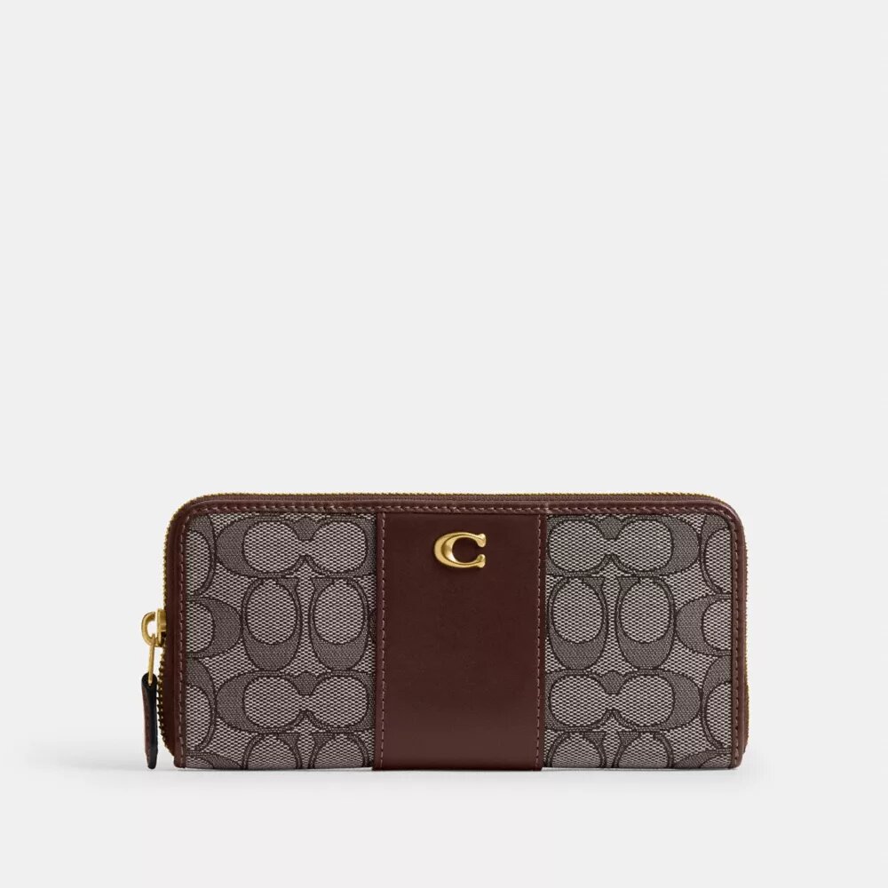 Essential Slim Accordion Zip Plånbok i vår signaturjacquard