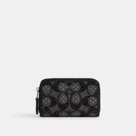 Essential Small kortfodral med dragkedja runt om i Crystal Signature-jacquard