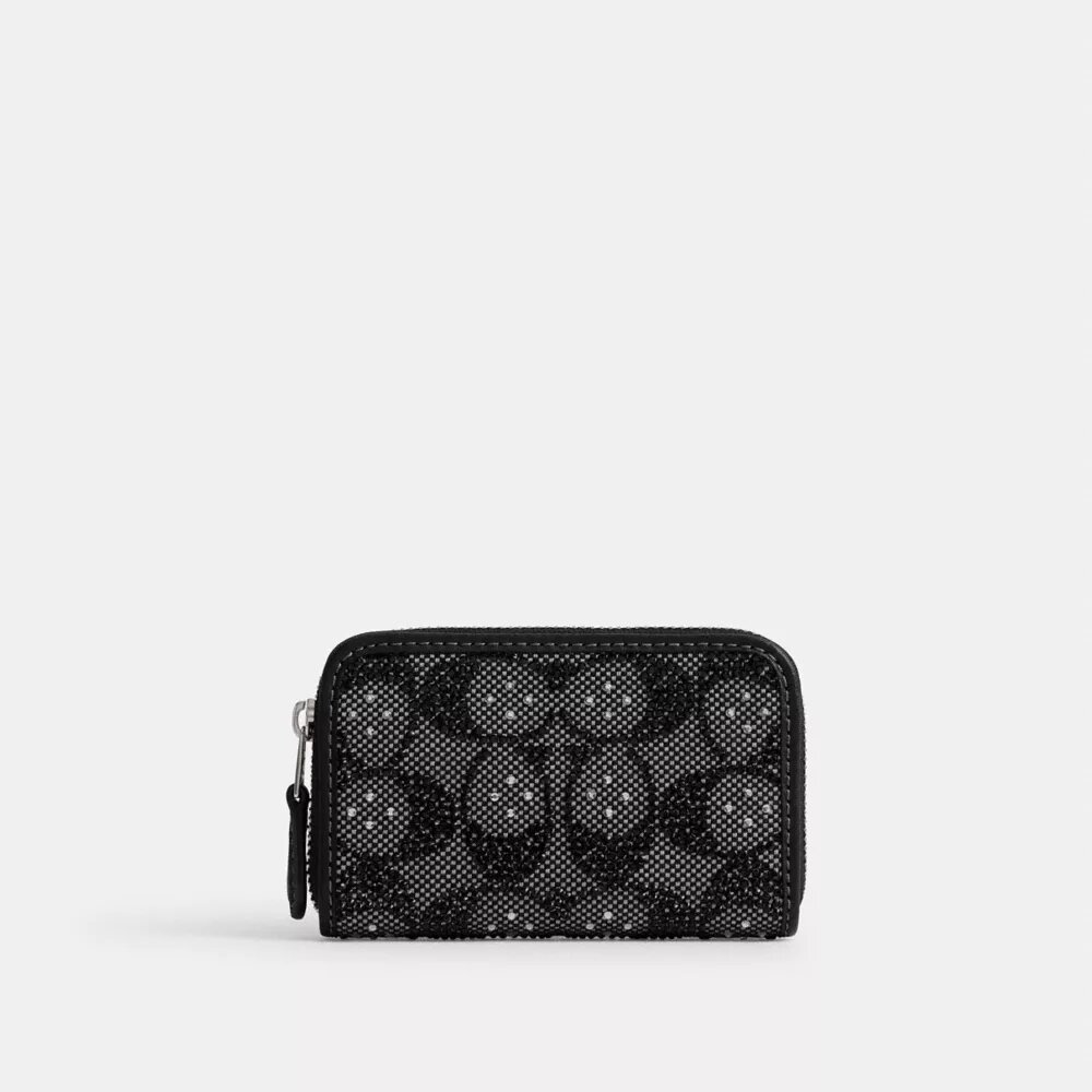 Essential Small kortfodral med dragkedja runt om i Crystal Signature-jacquard