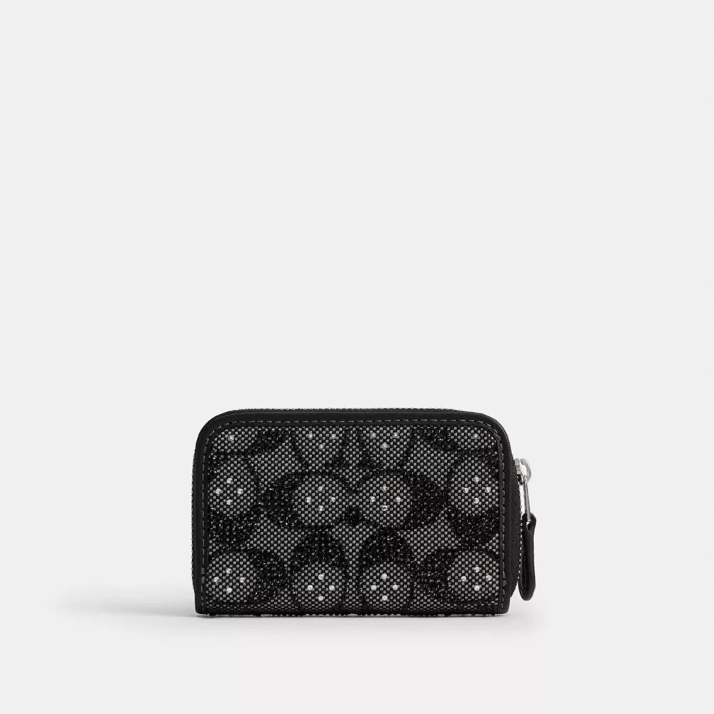 Essential Small kortfodral med dragkedja runt om i Crystal Signature-jacquard