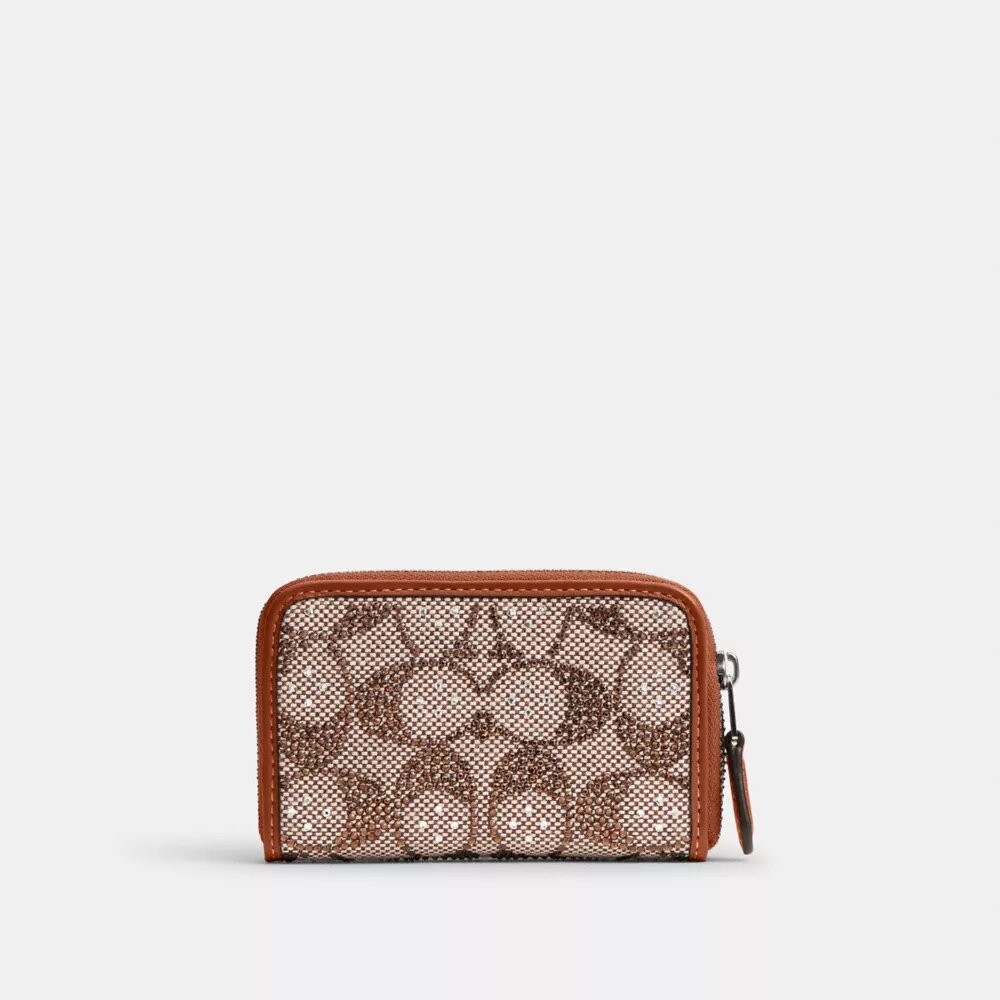 Essential Small kortfodral med dragkedja runt om i Crystal Signature-jacquard