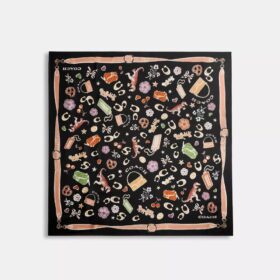 Fyrkantig silkescarf med ikoniska motiv