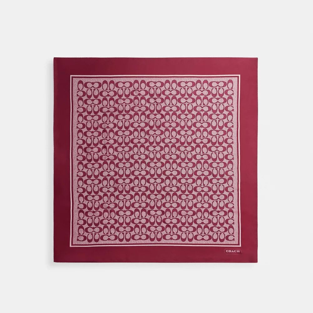 Fyrkantig silkescarf med texturerat signaturmönster