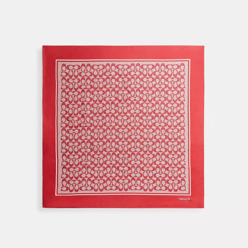 Fyrkantig silkescarf med texturerat signaturmönster