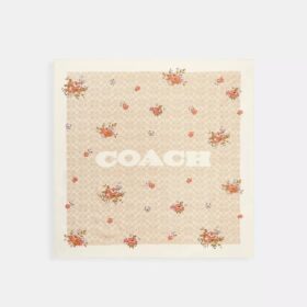 Fyrkantig silkescarf med vårblommönster