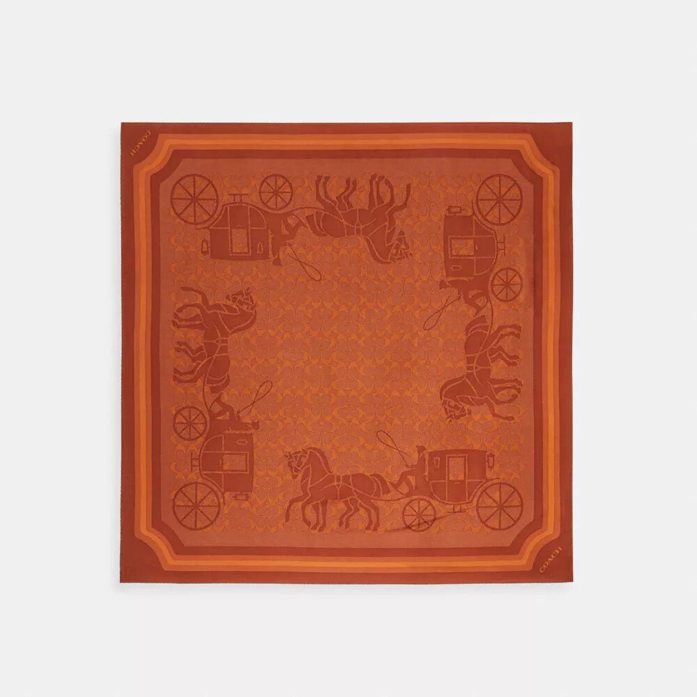 Fyrkantig silkescarf med vårt signaturmönster med Horse and Carriage