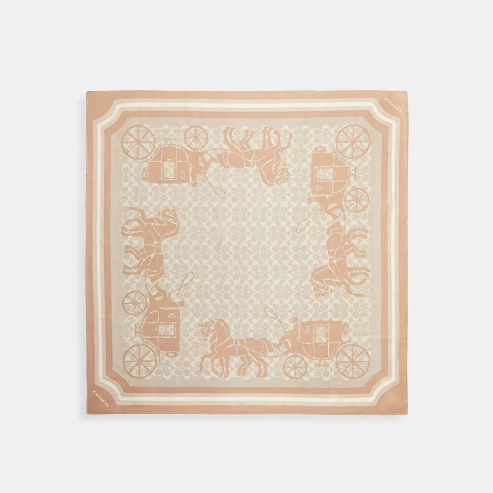 Fyrkantig silkescarf med vårt signaturmönster med Horse and Carriage