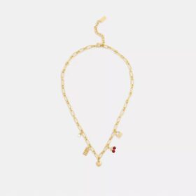 Halsband med körsbärs- och hjärt-smycken