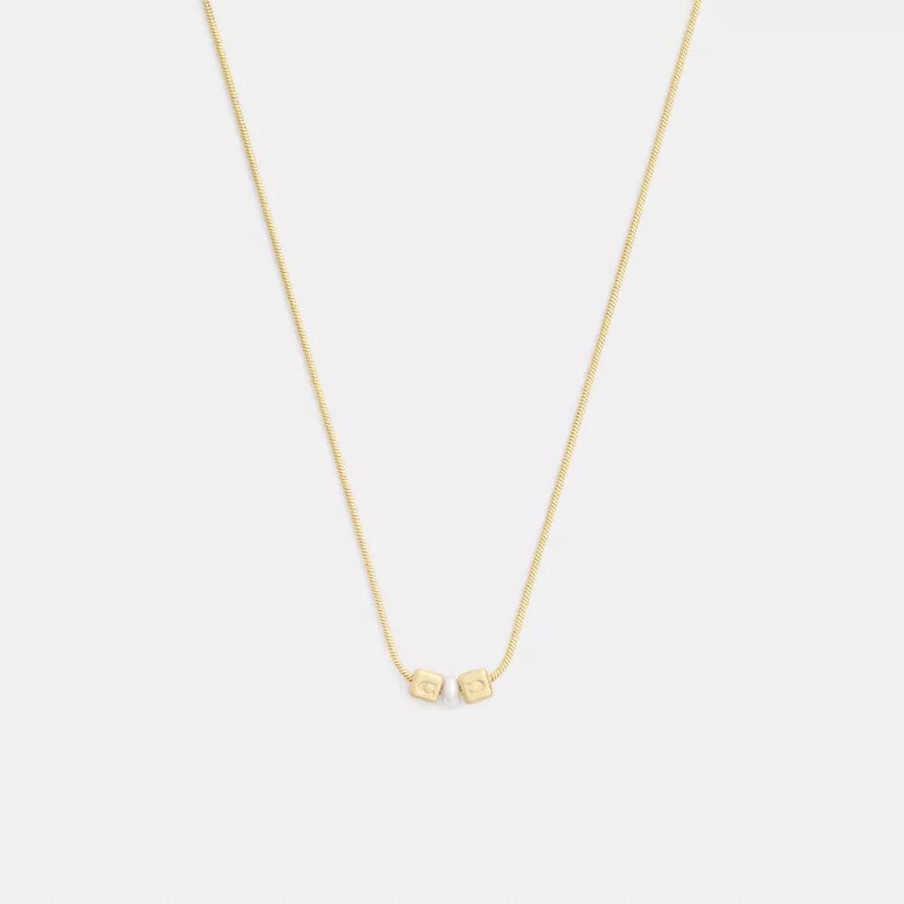 Halsband med kubformad pärl-rondell-hänge