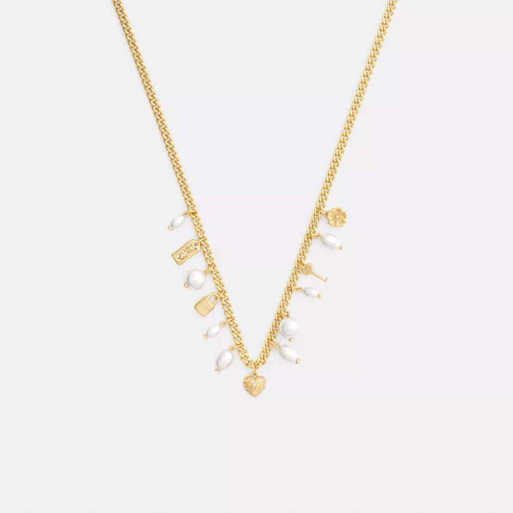 Halsband med pärl- och hjärt-smycken