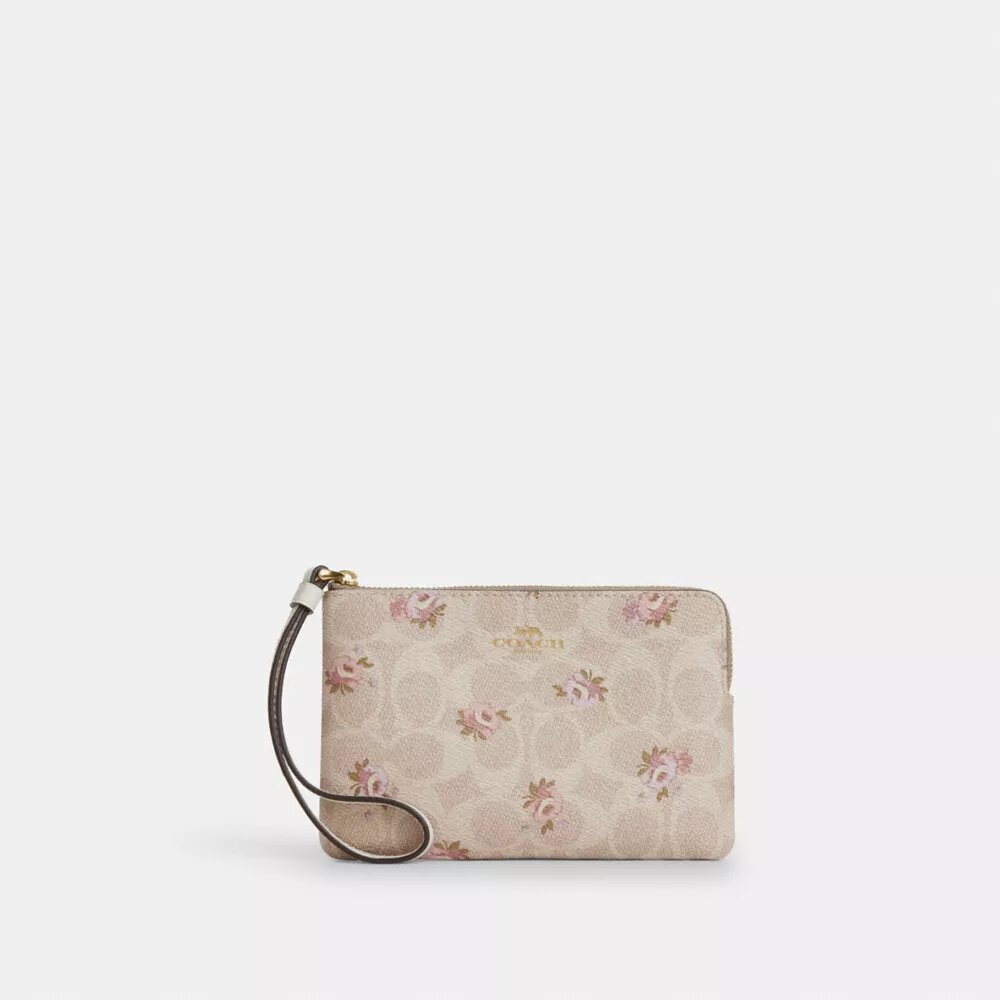 Handlovsväskor med dragkedja i hörnet i Signature Canvas med blommönster