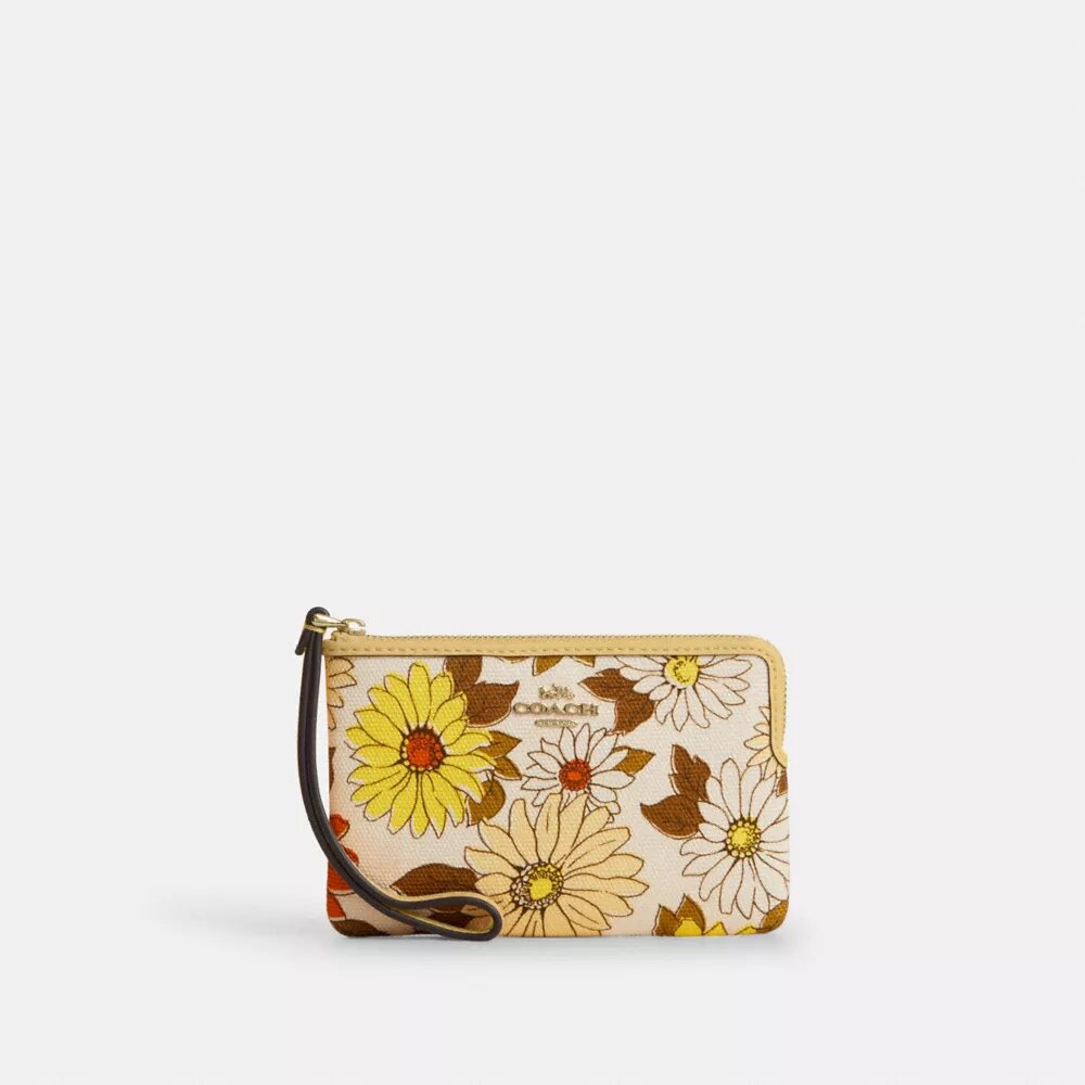 Handlovsväskor med dragkedja i hörnet och blommönster