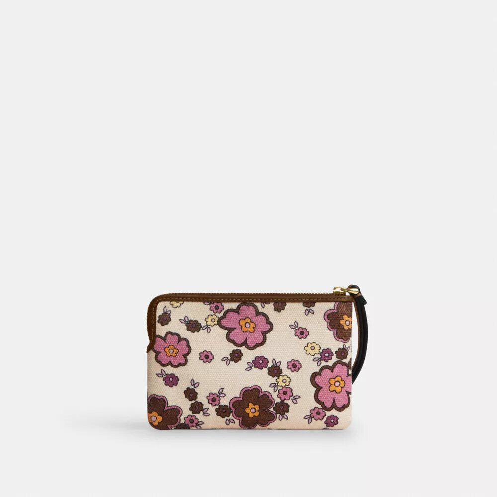 Handlovsväskor med dragkedja i hörnet och blommönster