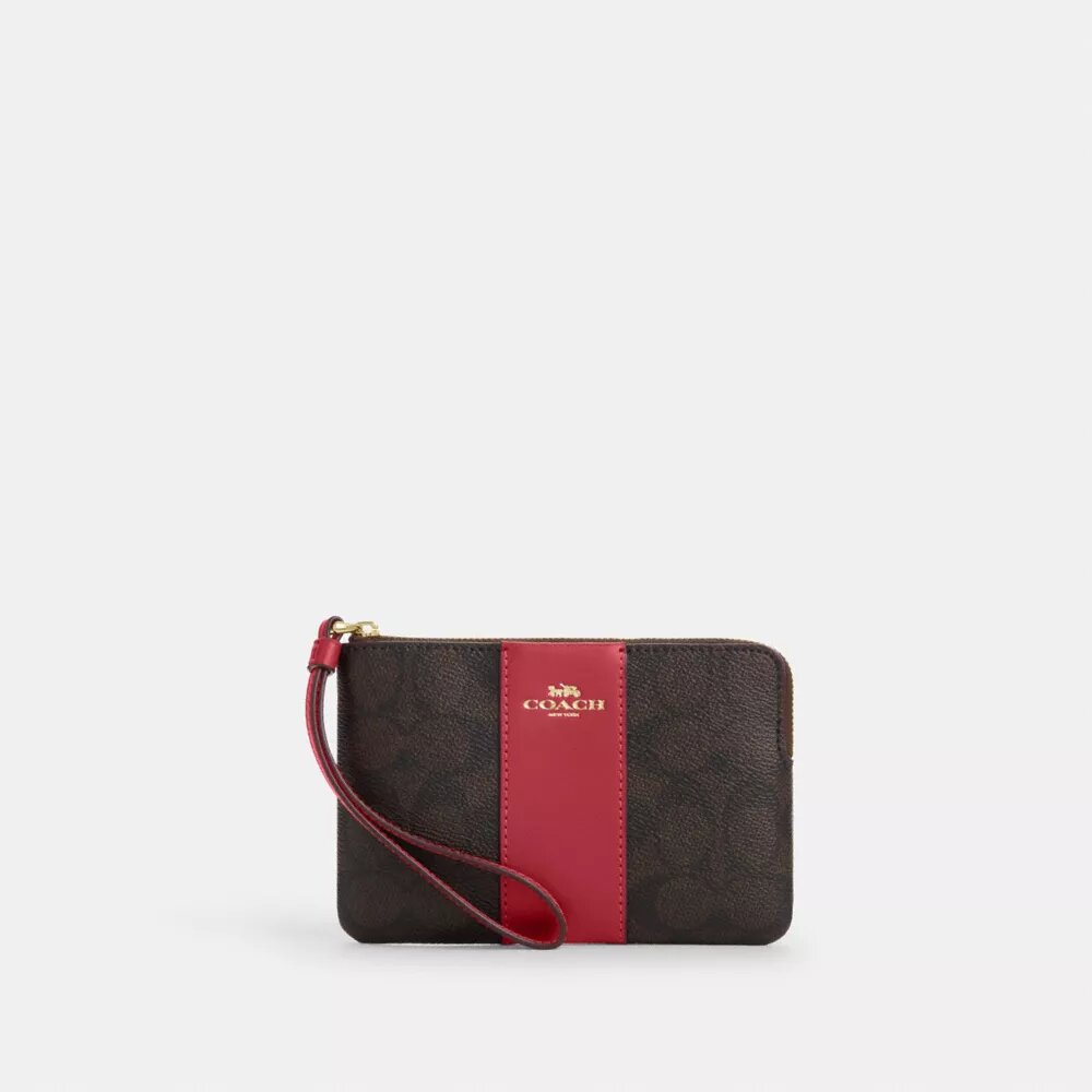 Handlovsväskor med hörn-dragkedja i Signature Canvas med rand