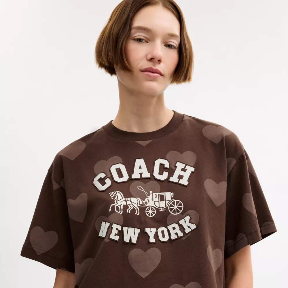 Horse and Carriage-motiv med hjärta – kort T-shirt i ekologisk bomull
