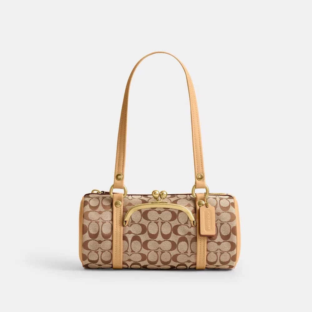 Kisslock Barrel Bag 28 i Signature Jacquard