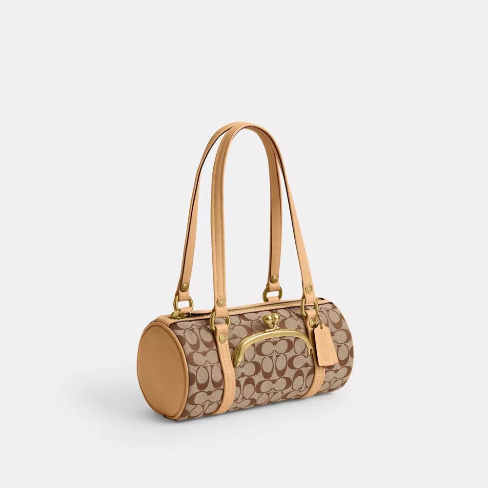 Kisslock Barrel Bag 28 i Signature Jacquard
