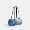 Kisslock Barrel Bag 28 i återanvänt denim