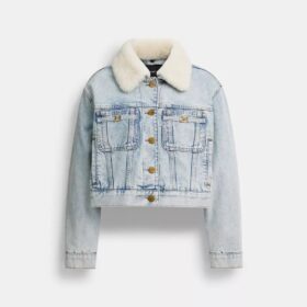 Kort Heritage C-jeansjackor i ekologisk bomull med shearlingkragar