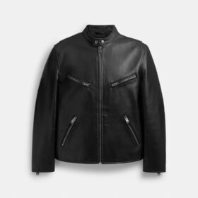 Läderjacka i racer-stil