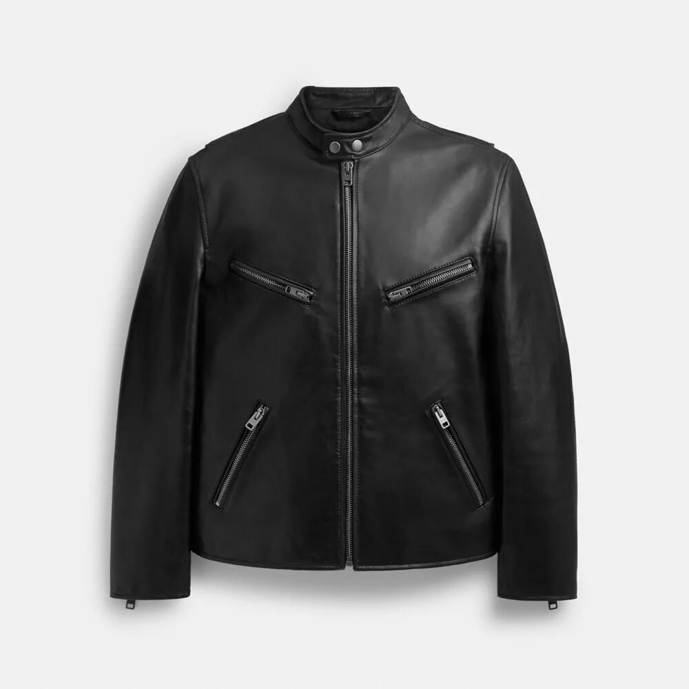 Läderjacka i racer-stil