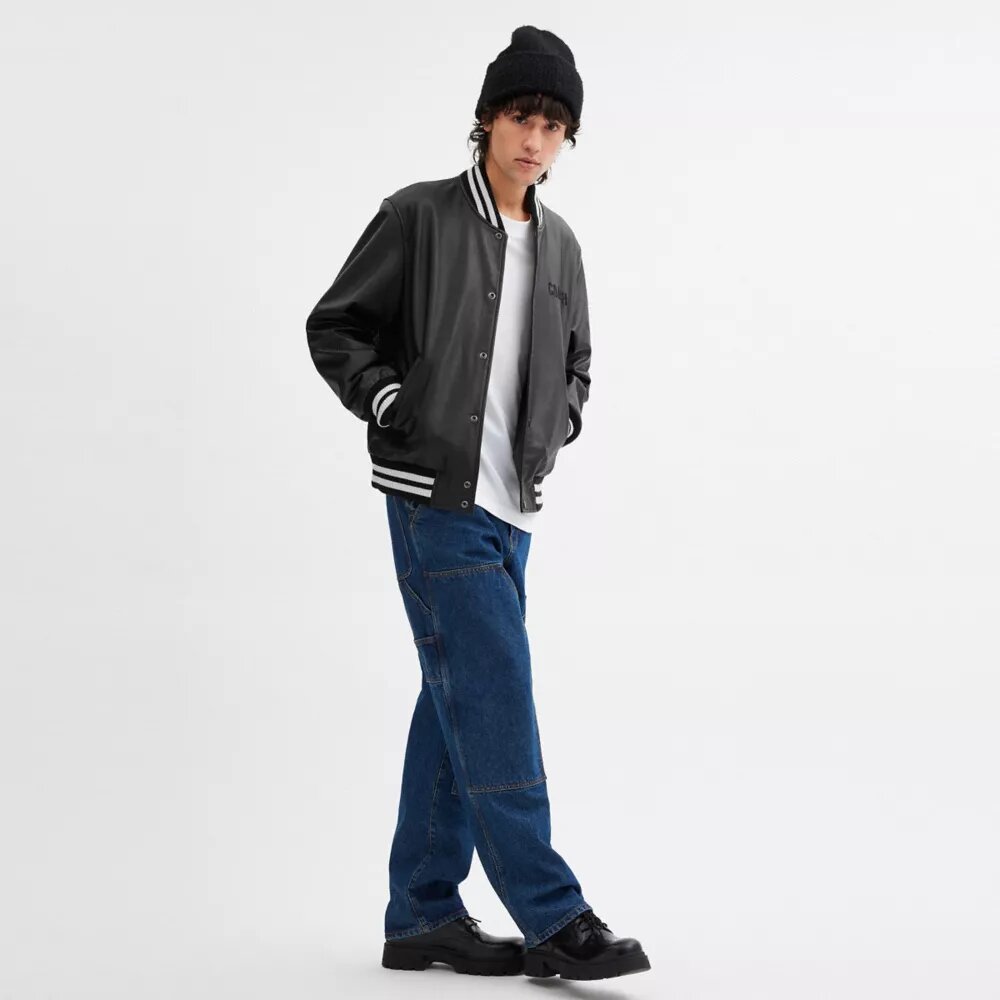 Läderjackor i varsity-stil