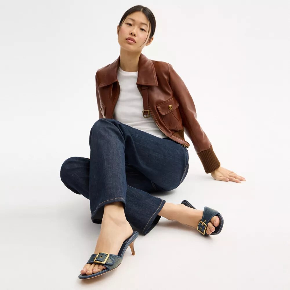 Margot-sandaler i sliten denim
