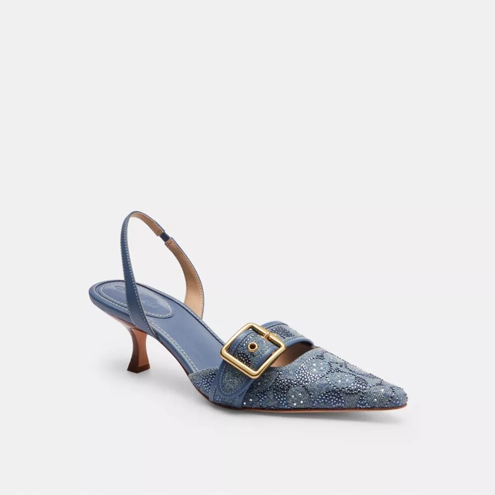 Margot-slingbacks i Crystal Signature Denim
