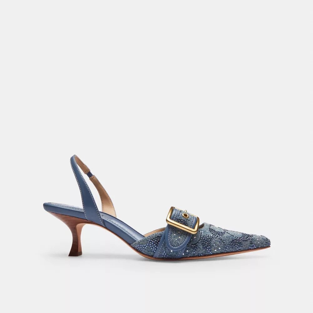 Margot-slingbacks i Crystal Signature Denim