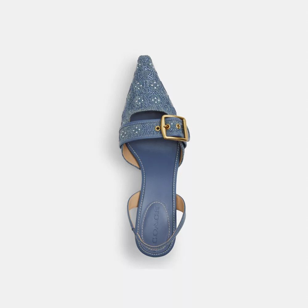 Margot-slingbacks i Crystal Signature Denim