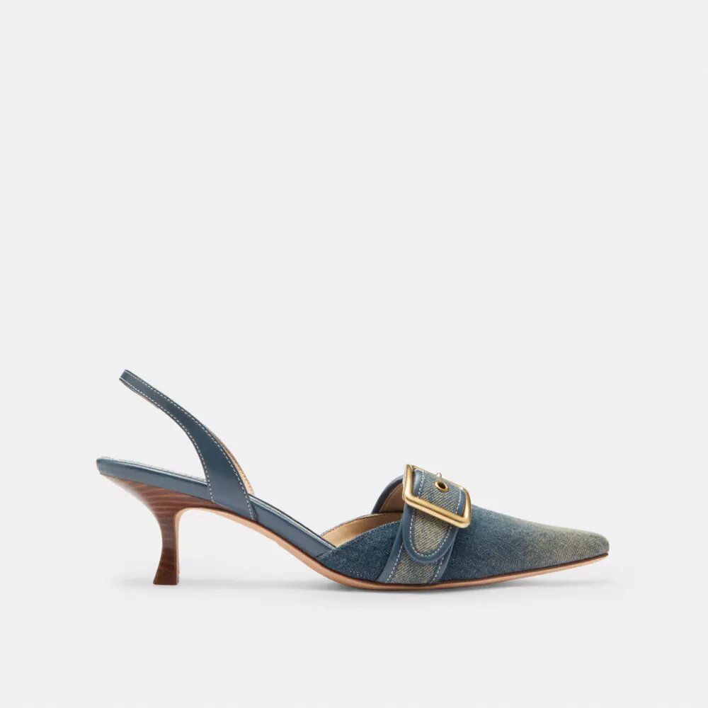 Margot-slingbacks i sliten denim