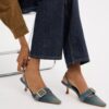 Margot-slingbacks i sliten denim