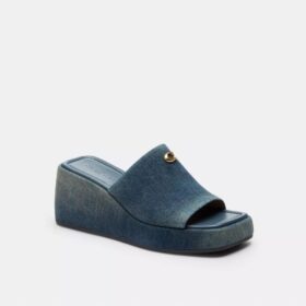 Marie-platåsandaler i sliten denim