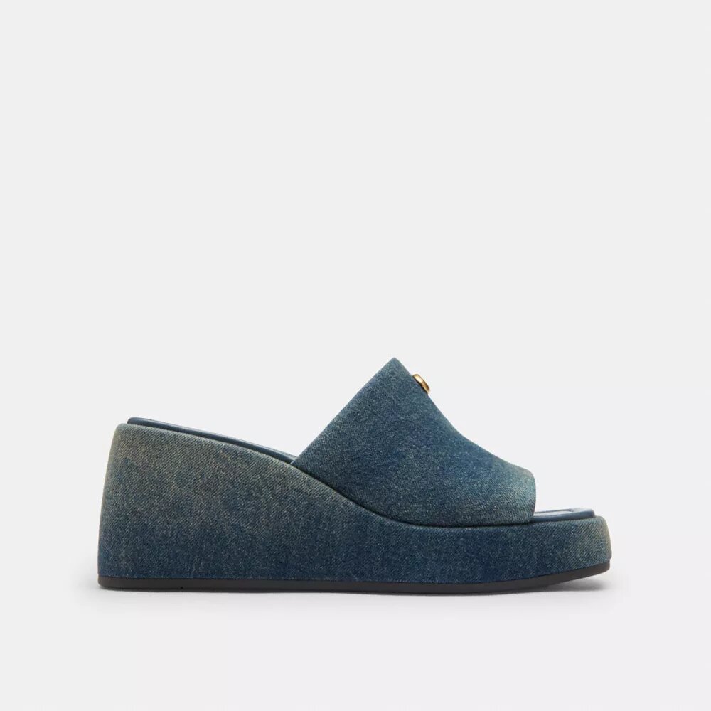 Marie-platåsandaler i sliten denim