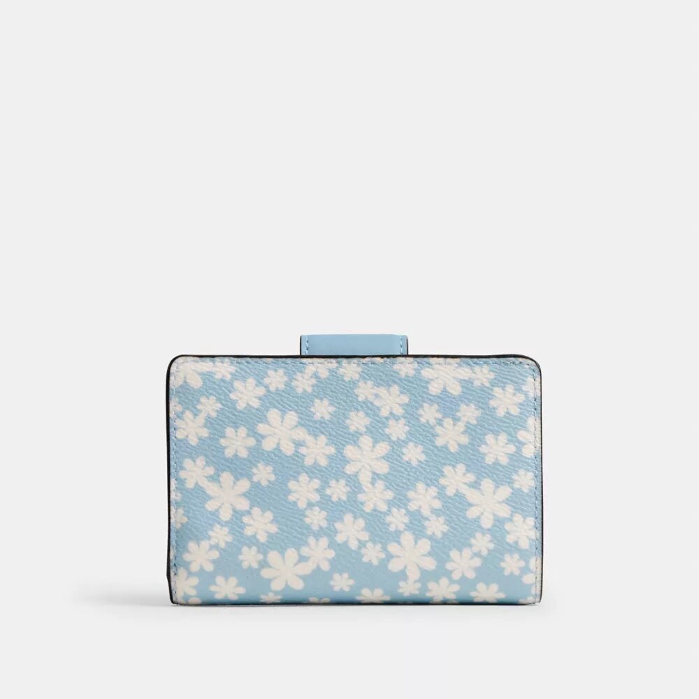Medium plånbok med dragkedja i hörnet och blommönster