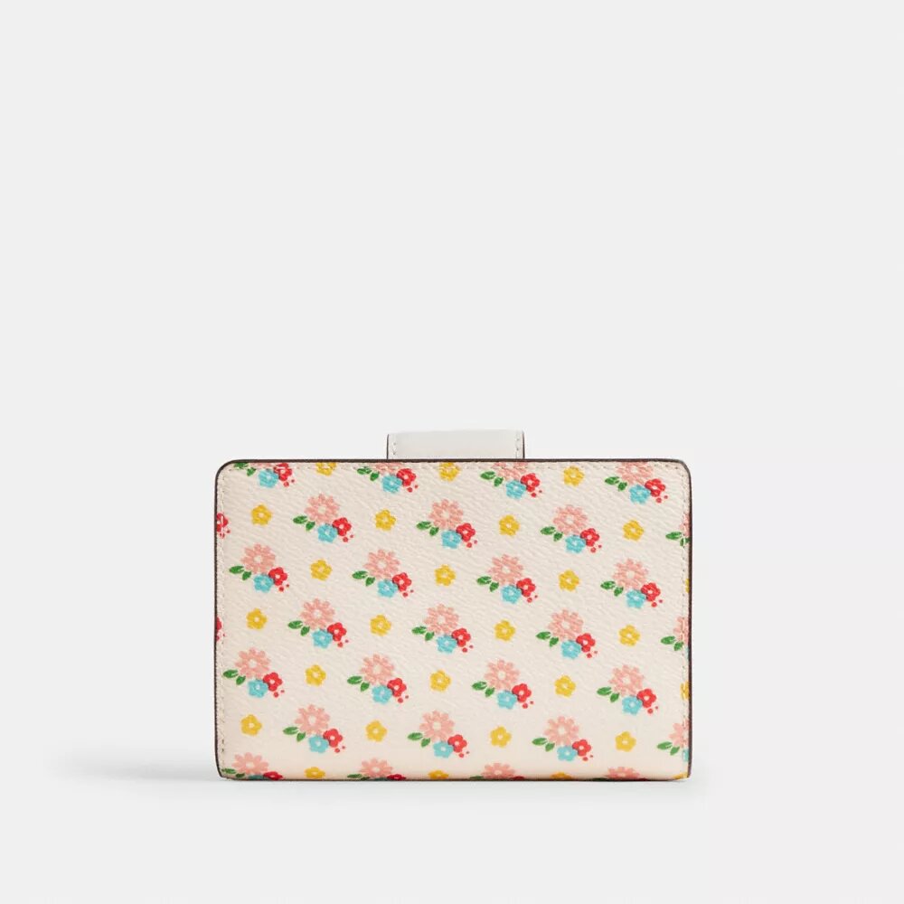 Medium plånbok med dragkedja i hörnet och blommönster