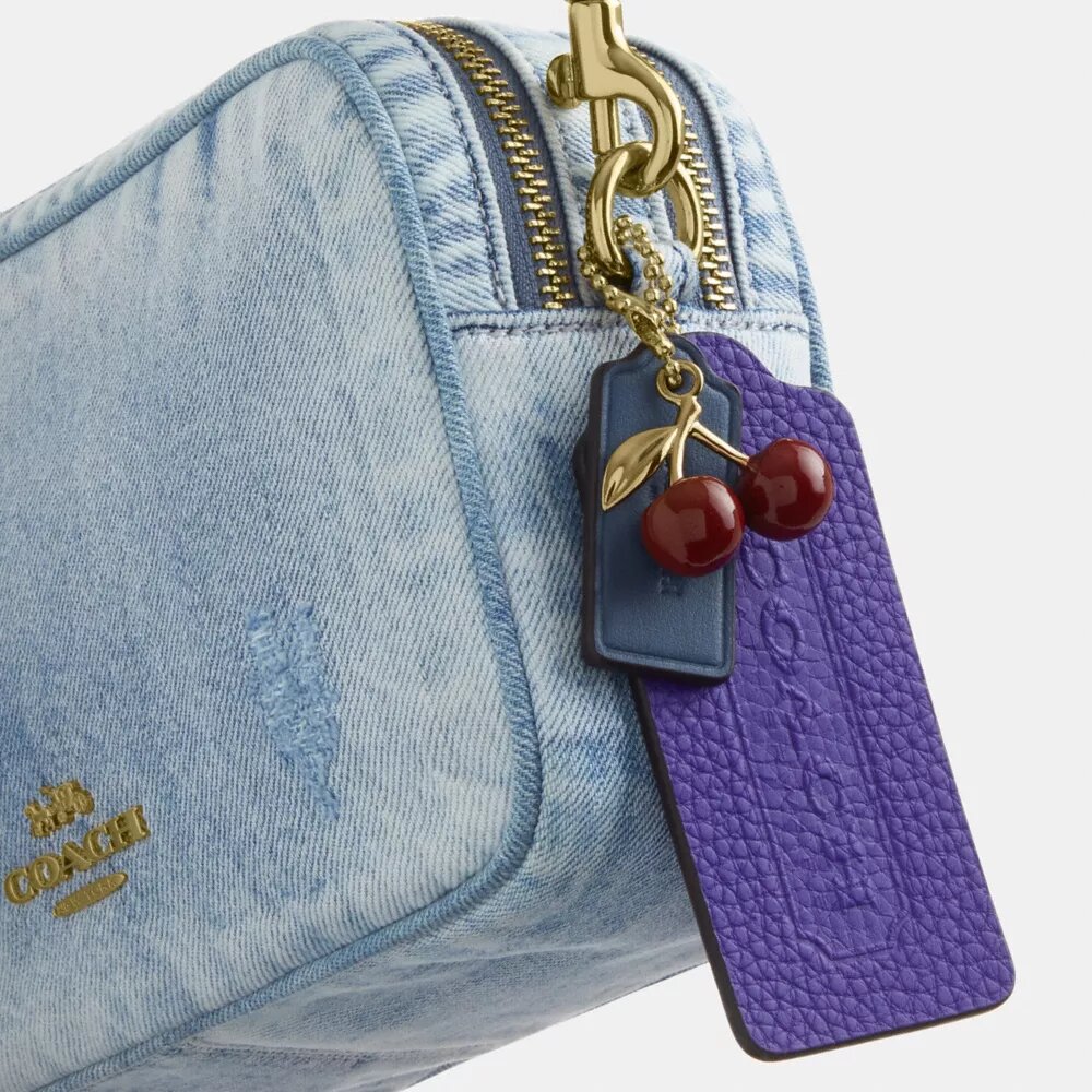 Mini Carey-axelremsväskor i Loved Denim med smycken