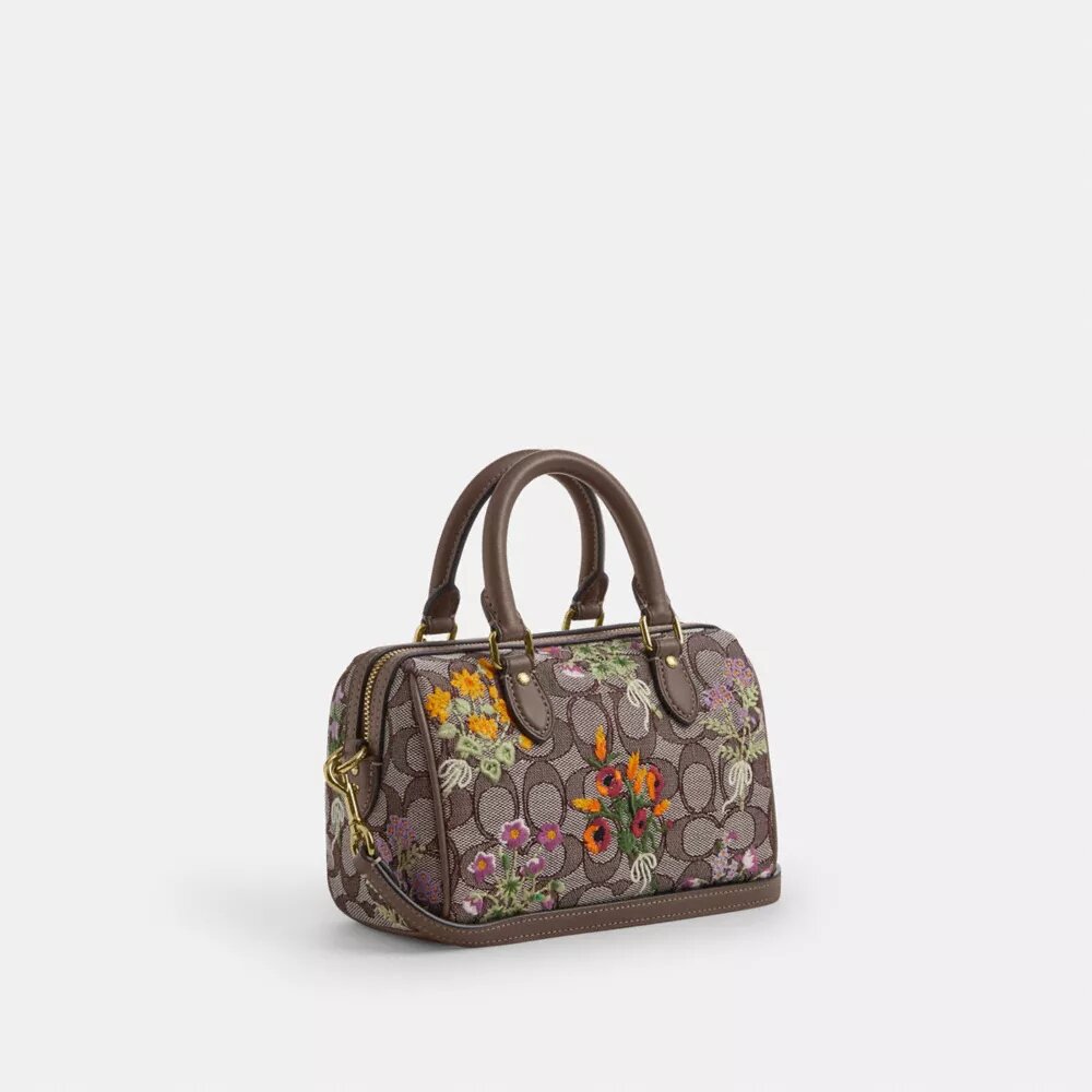 Mini Rowan-axelremsväskor i signaturjacquard med blommig broderi