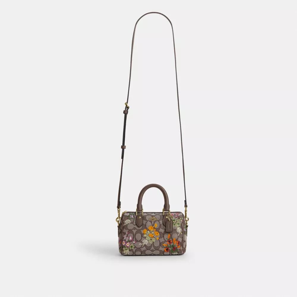 Mini Rowan-axelremsväskor i signaturjacquard med blommig broderi